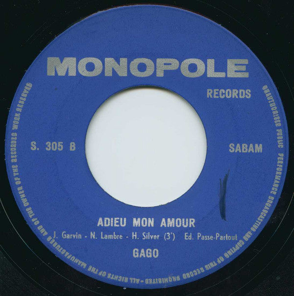 Gago -Refrein Van 'n Zomer / Adieu Mon Amour