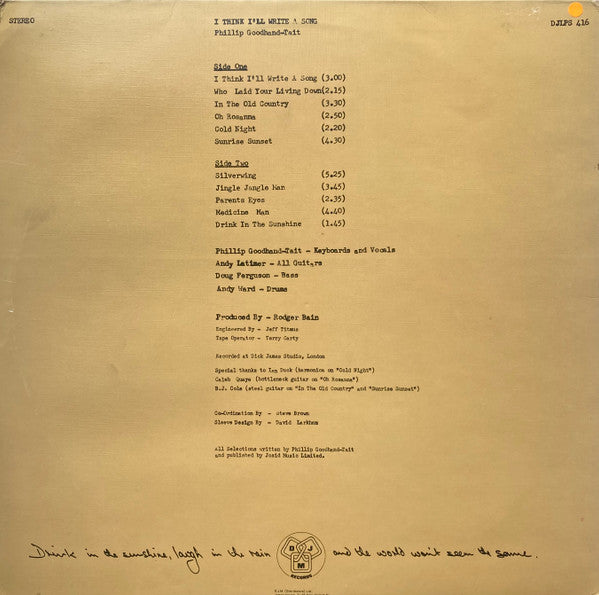 Phillip Goodhand-Tait -I Think I'll Write A Song