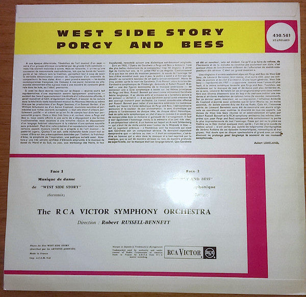 Bernstein* / Gershwin*, Bennett* - RCA Victor Symphony Orchestra , Dir. Robert Russell-Bennett* - West Side Story (Musique De Dance) / Porgy And Bess (Tableau Symphonique)