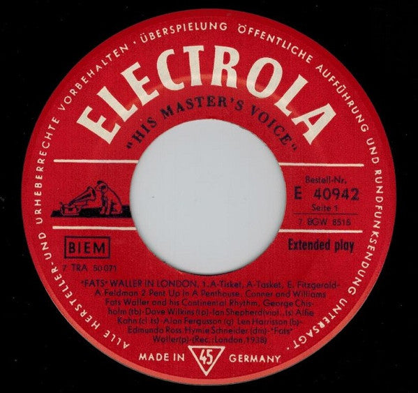 Fats Waller And His Continental Rhythm* -"Fats" Waller In London