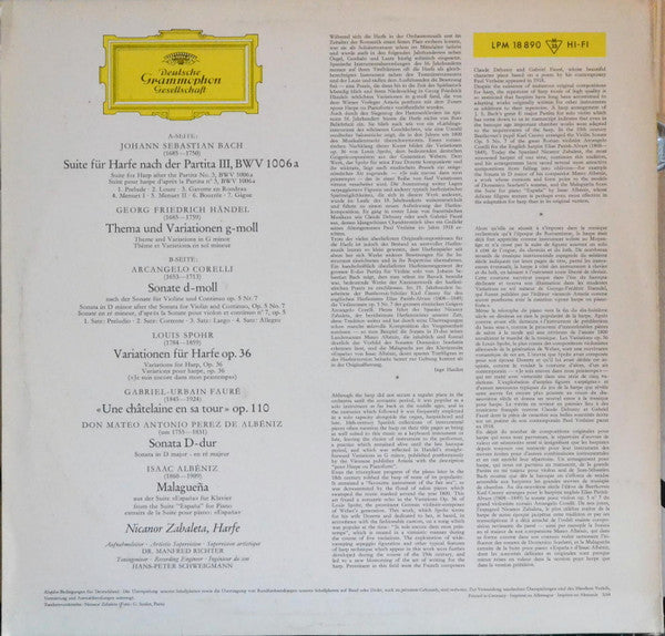 Nicanor Zabaleta - J. S. Bach* • Händel* • Corelli* • Spohr* • Fauré* • M. Albéniz* • I. Albéniz* - Nicanor Zabaleta, Harfe