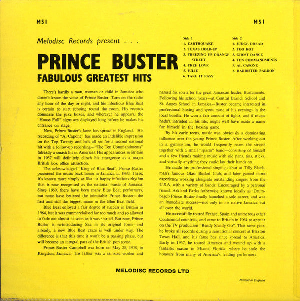Prince Buster -Fabulous Greatest Hits