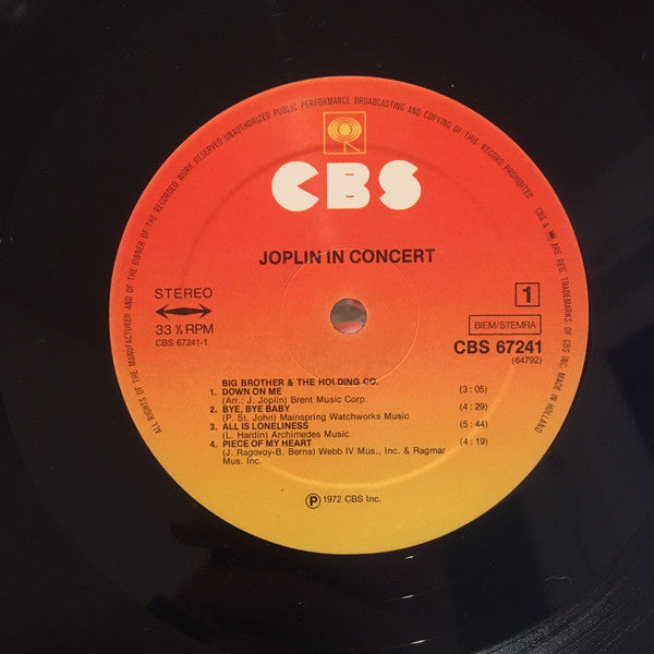 Janis Joplin -Joplin In Concert