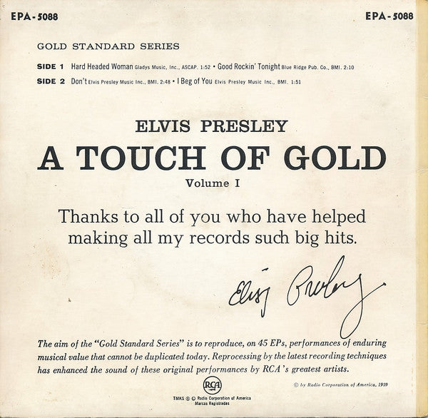 Elvis Presley -A Touch Of Gold  (Volume 1)