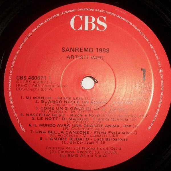 Various -Sanremo 88 (I Big Di Sanremo)