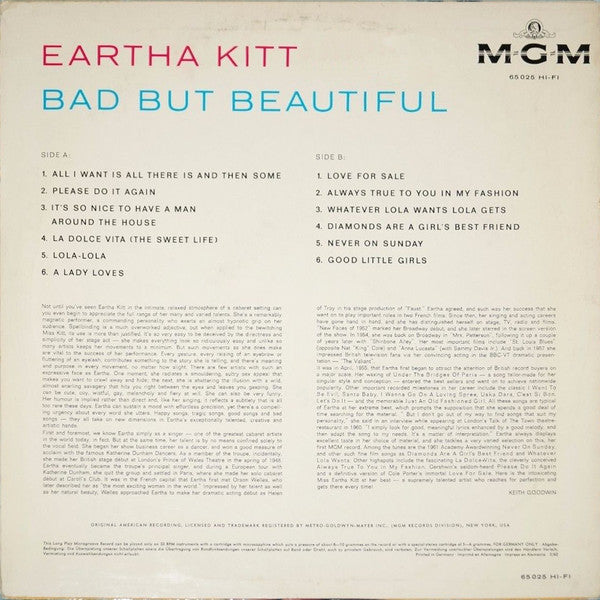Eartha Kitt -Bad But Beautiful