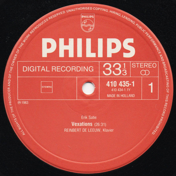 Erik Satie, Reinbert De Leeuw -Vexations