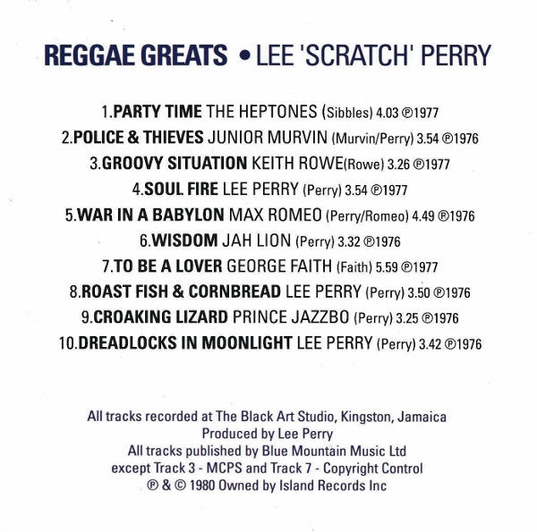 Lee "Scratch" Perry* - Reggae Greats