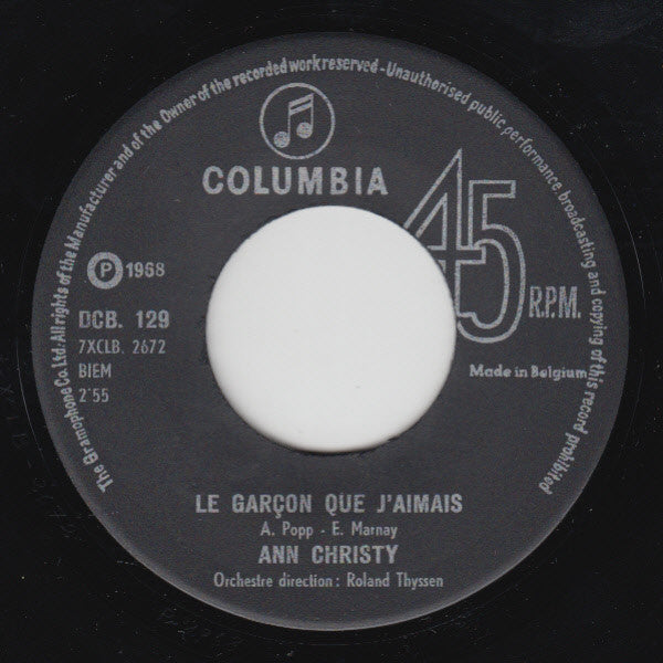 Ann Christy -Le Garcon Que J'aimais