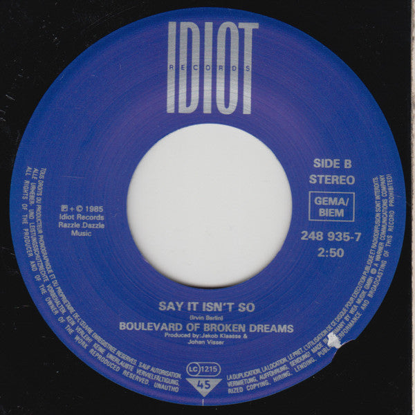 The Boulevard Of Broken Dreams Orchestra - I Get Along Without You Very Well ( Exept Sometimes ) / Say It Is'nt So