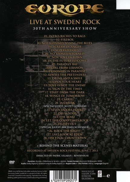 Europe (2) -Live At Sweden Rock (30th Anniversary Show)