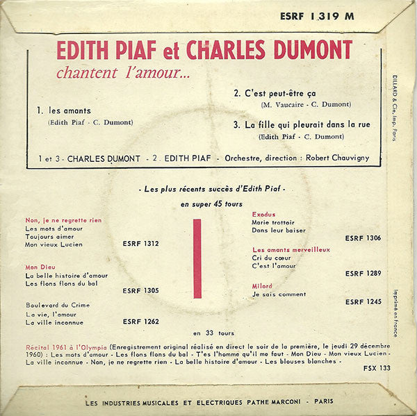 Edith Piaf Et Charles Dumont -Chantent L'amour...