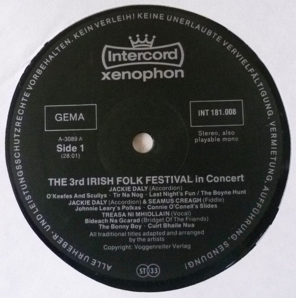 Various - The 3rd Irish Folk Festival In Concert