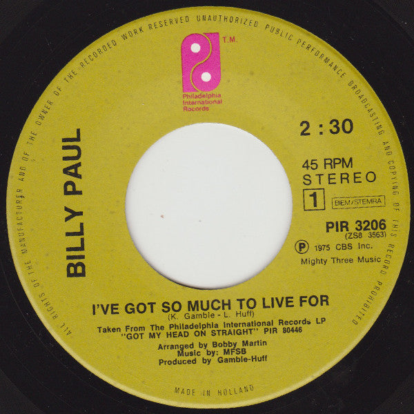 Billy Paul -I've Got So Much To Live For