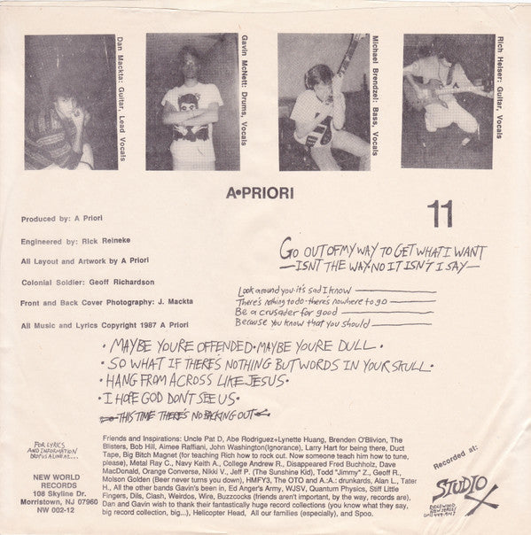 A Priori - Damn The Past!