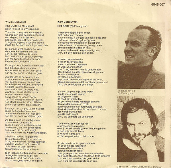Wim Sonneveld / Zjef Vanuytsel -Mijn Dorp Van Toen