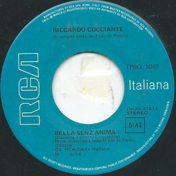 Riccardo Cocciante -Bella Senz'Anima / Qui