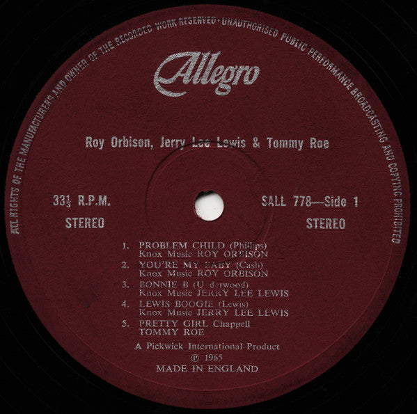 Roy Orbison, Jerry Lee Lewis & Tommy Roe -Roy Orbison Sings