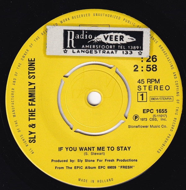 Sly & The Family Stone -If You Want Me To Stay / Babies Makin' Babies