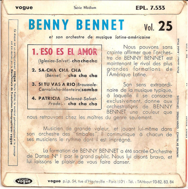 Benny Bennet Et Son Orchestre De Musique Latine-Américaine - Eso Es El Amor - Cha Cha Cha - Vol. 25