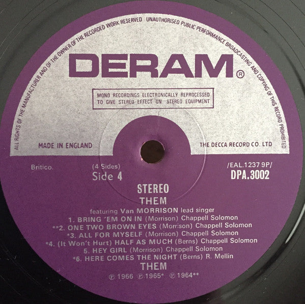 Them (3) -Them Featuring Van Morrison Lead Singer