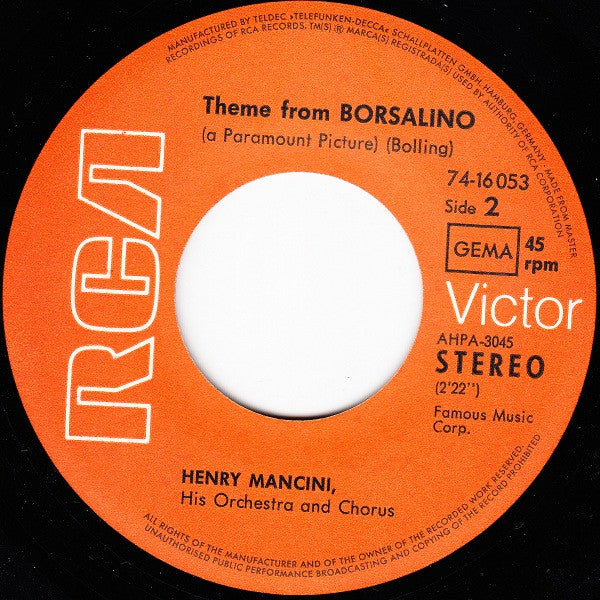 Henry Mancini And His Orchestra And Chorus -Theme From "Love Story" / Theme From "Borsalino"