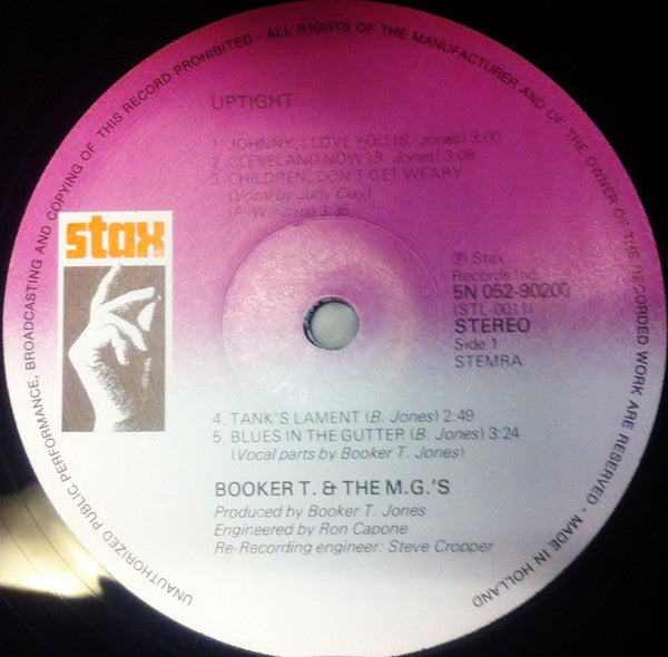 Booker T And The M.G.'s* -Up Tight (Music From The Score Of The Motion Picture)