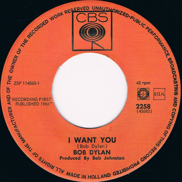 Bob Dylan - I Want You / Just Like Tom Thumb's Blues