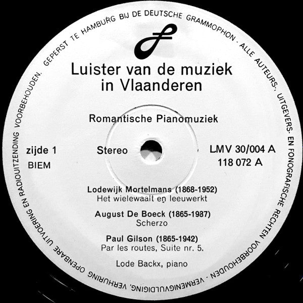 Various - Luister Van De Muziek In Vlaanderen 4 - Romantische Pianomuziek