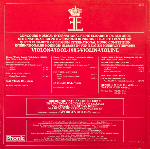 Nai Yuan Hu · Ik-Hwan Bae · Henry Raudales - Queen Elisabeth Of Belgium International Music Competition 1985