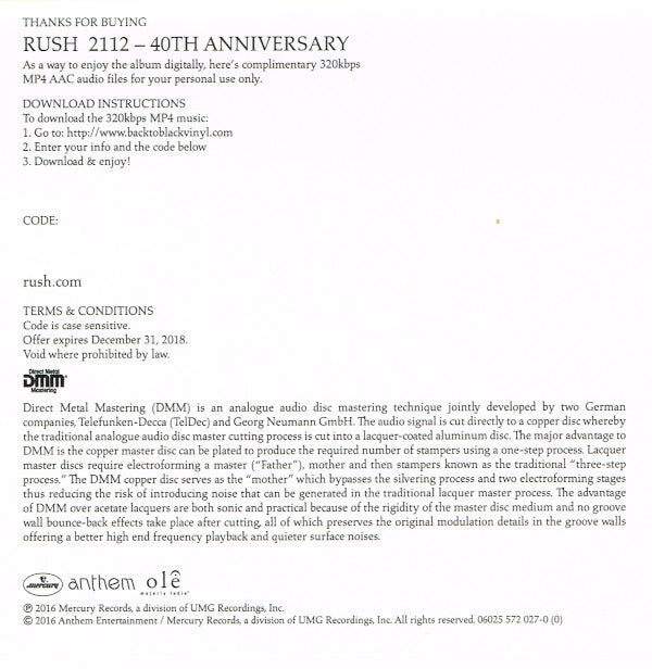 Rush -2112 (40th Anniversary)