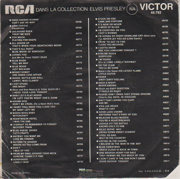 Elvis Presley With The Jordanaires -Lonely Man / Surrender