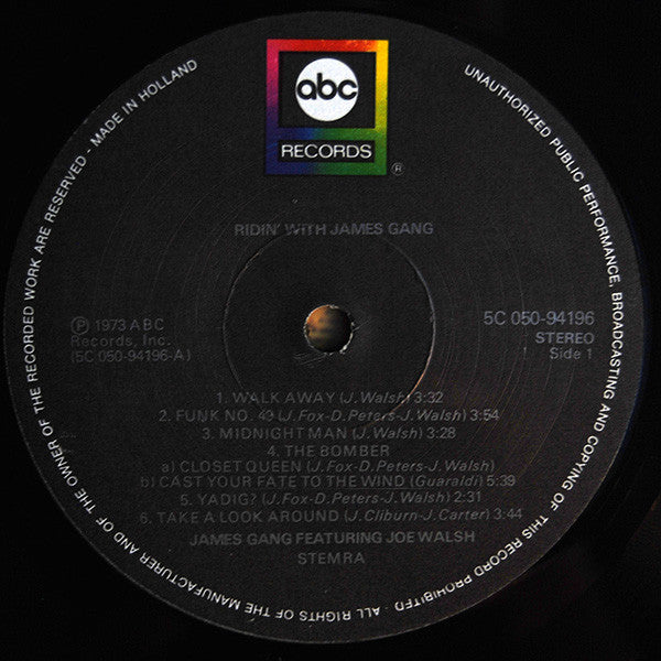 James Gang Featuring Joe Walsh -Ridin' With James Gang