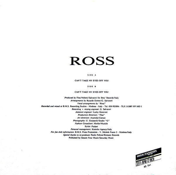 Ross -Can't Take My Eyes Off You