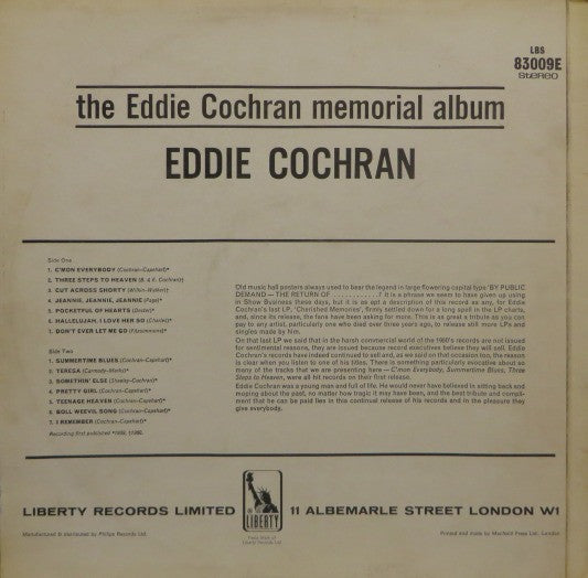 Eddie Cochran -The Eddie Cochran Memorial Album
