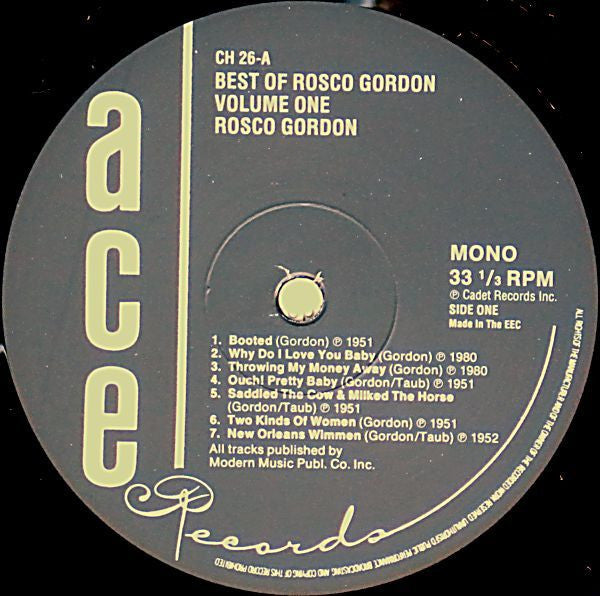 Rosco Gordon -The Best Of Rosco Gordon Volume One