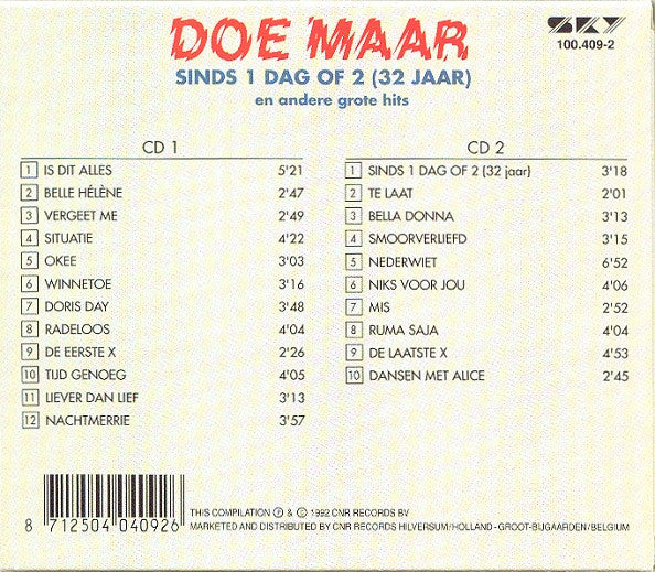 Doe Maar -Sinds 1 Dag Of 2 (32 Jaar) En Andere Grote Hits