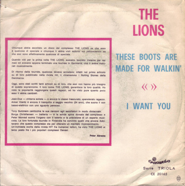 The Lions* -These Boots Are Made For Walkin' / I Want You