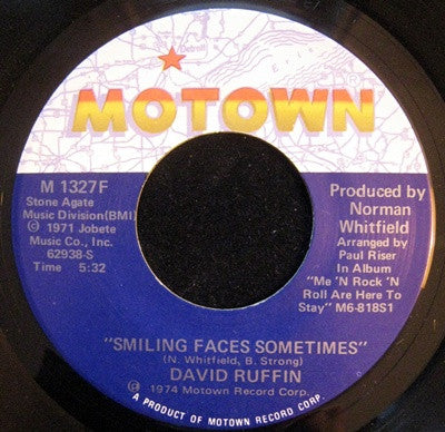 David Ruffin -Me And Rock & Roll (Are Here To Stay) / Smiling Faces Sometimes