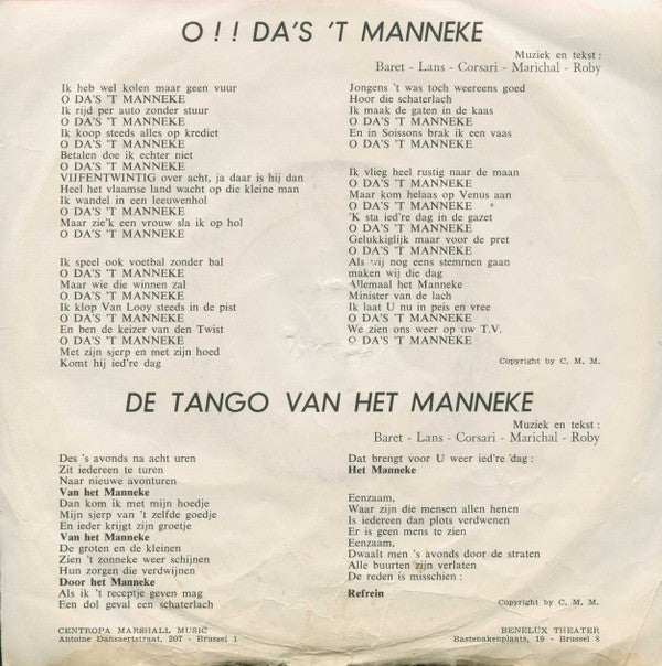Het Manneke Van De T. V. -O, Da's 't Manneke / De Tango Van Het Manneke