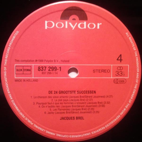 Jacques Brel - De 24 Grootste Successen
