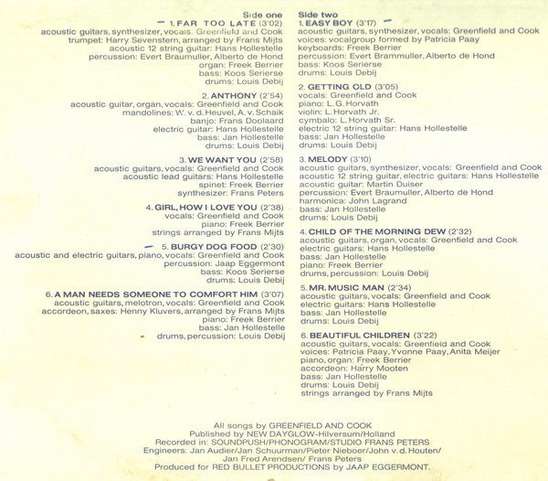 Greenfield And Cook* -Second Album