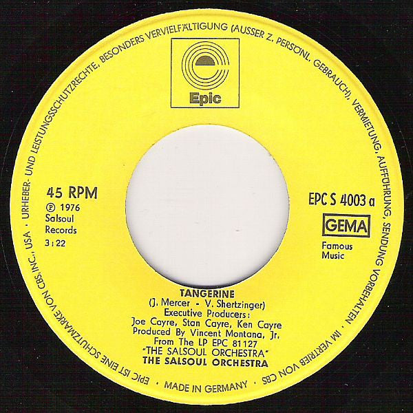 The Salsoul Orchestra -Tangerine / Get Happy