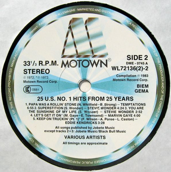 Various -25 U.S. No.1 Hits From 25 Years