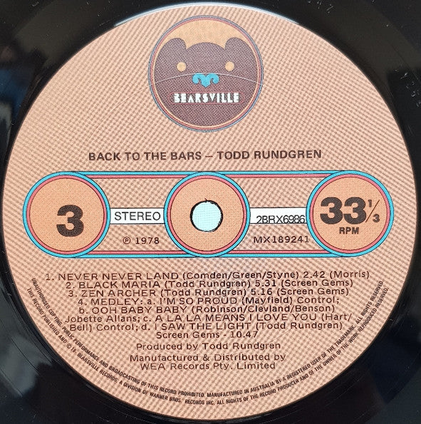 Todd Rundgren -Back To The Bars