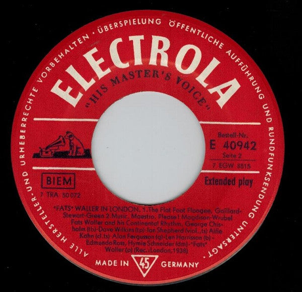 Fats Waller And His Continental Rhythm* -"Fats" Waller In London