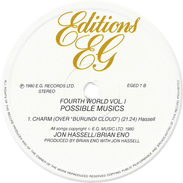 Jon Hassell / Brian Eno -Fourth World Vol. 1 - Possible Musics
