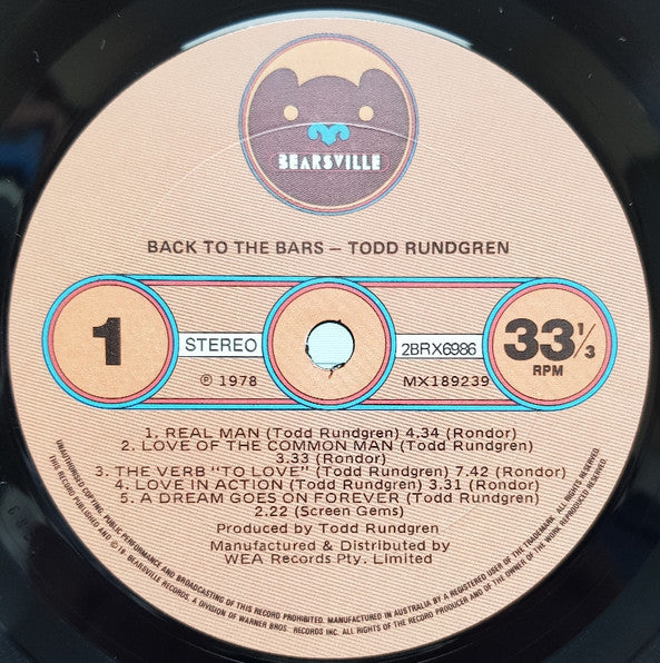 Todd Rundgren -Back To The Bars