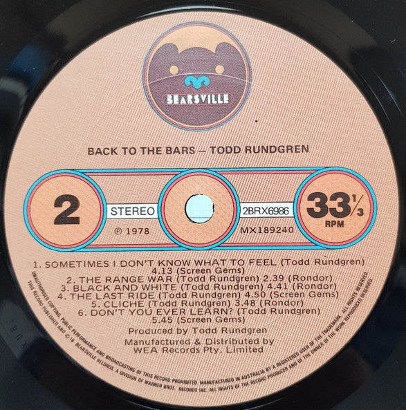 Todd Rundgren -Back To The Bars
