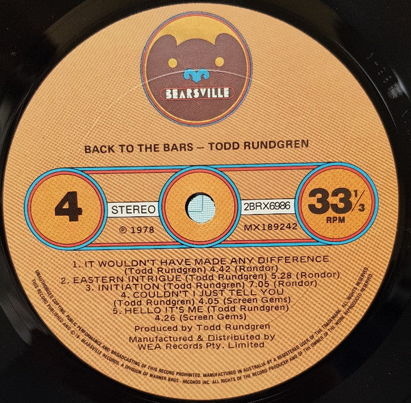 Todd Rundgren -Back To The Bars